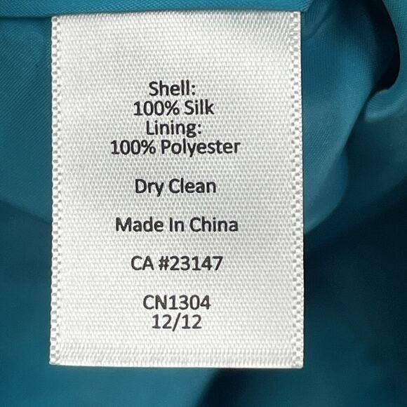 Talbots 100% Silk Paisley Short Sleeve Shift Dress Turquoise Green Coral 12 - Picture 5 of 12